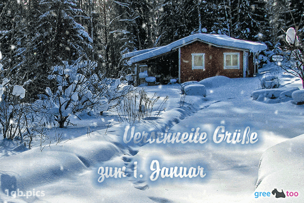 Verschneite Gruesse Zum 1 Januar Bild - 1gb.pics