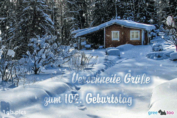 Verschneite Gruesse Zum 102 Geburtstag Bild - 1gb.pics