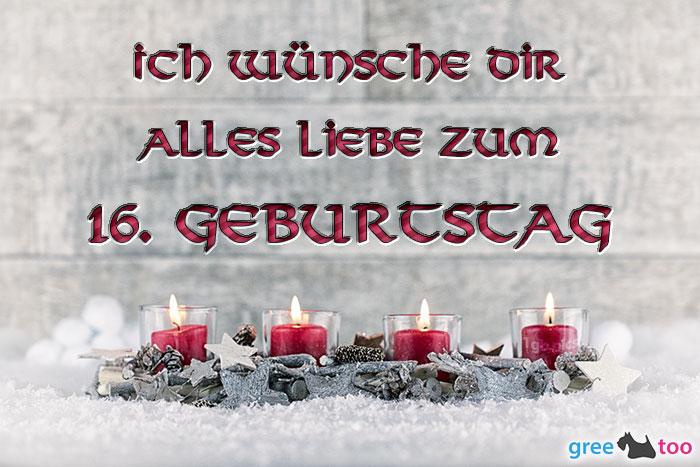 Adventskerzen 4 Alles Liebe 16 Geburtstag