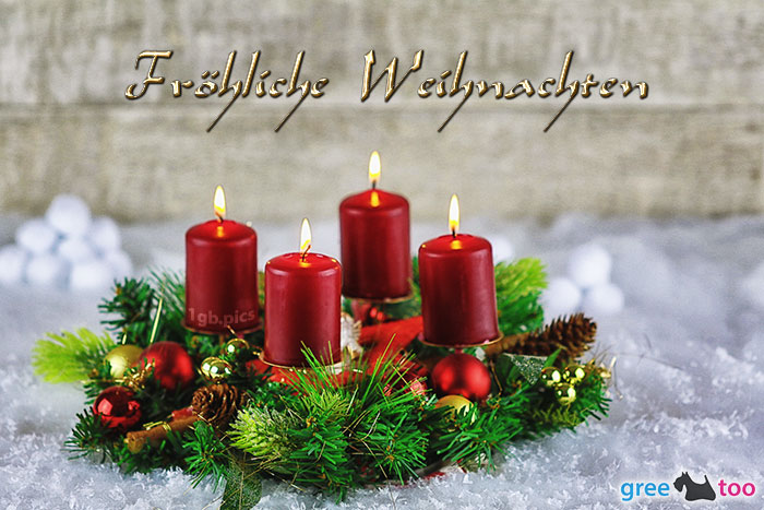 Adventskranz Rot 4 Froehliche Weihnachten