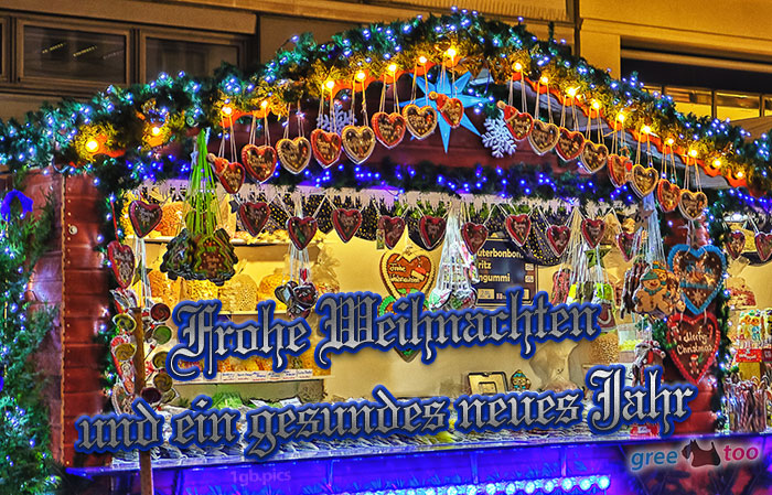 Weihnachtsmarktbude Frohe Weihnachten Gesundes Neues Jahr