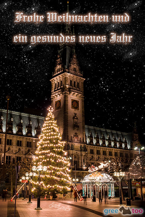 Weihnachtsrathaus Frohe Weihnachten Gesundes Neues Jahr