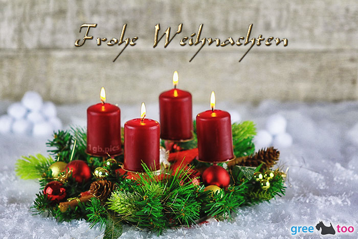 Adventskranz Rot 4 Frohe Weihnachten