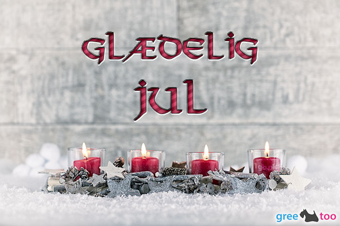 Adventskerzen 4 Glaedelig Jul