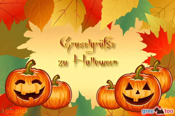 Herbstblaetter Kuerbis Gruselgruesse Zu Halloween