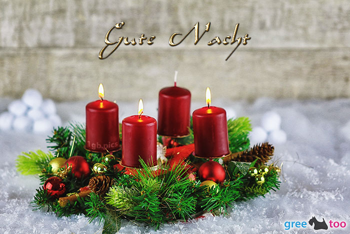 Adventskranz Rot 3 Gute Nacht